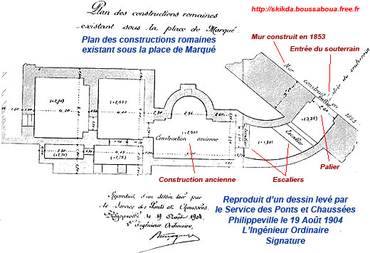 Plan des magasins de Rusicade à l'emplacement de la Place du 1er Novembre 1954